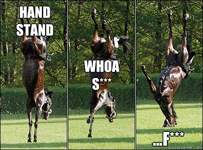 HAND STAND Whoa S*** ...F*** - Horse Flip - quickmeme